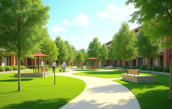 Photo of a well-maintained community park or common area