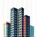 Icon representing mixed-use building